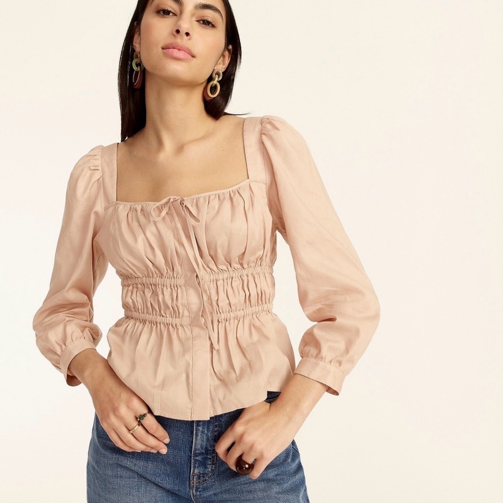J. Crew Cinched Waist Top Cotton Blouse
